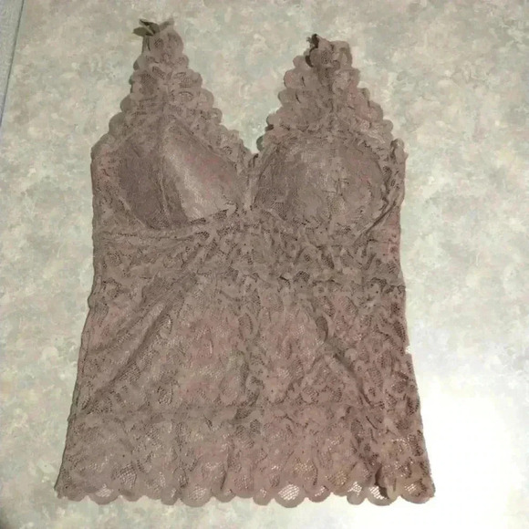 No Brand bralette cami size Medium tan stretchy lace - Picture 1 of 5